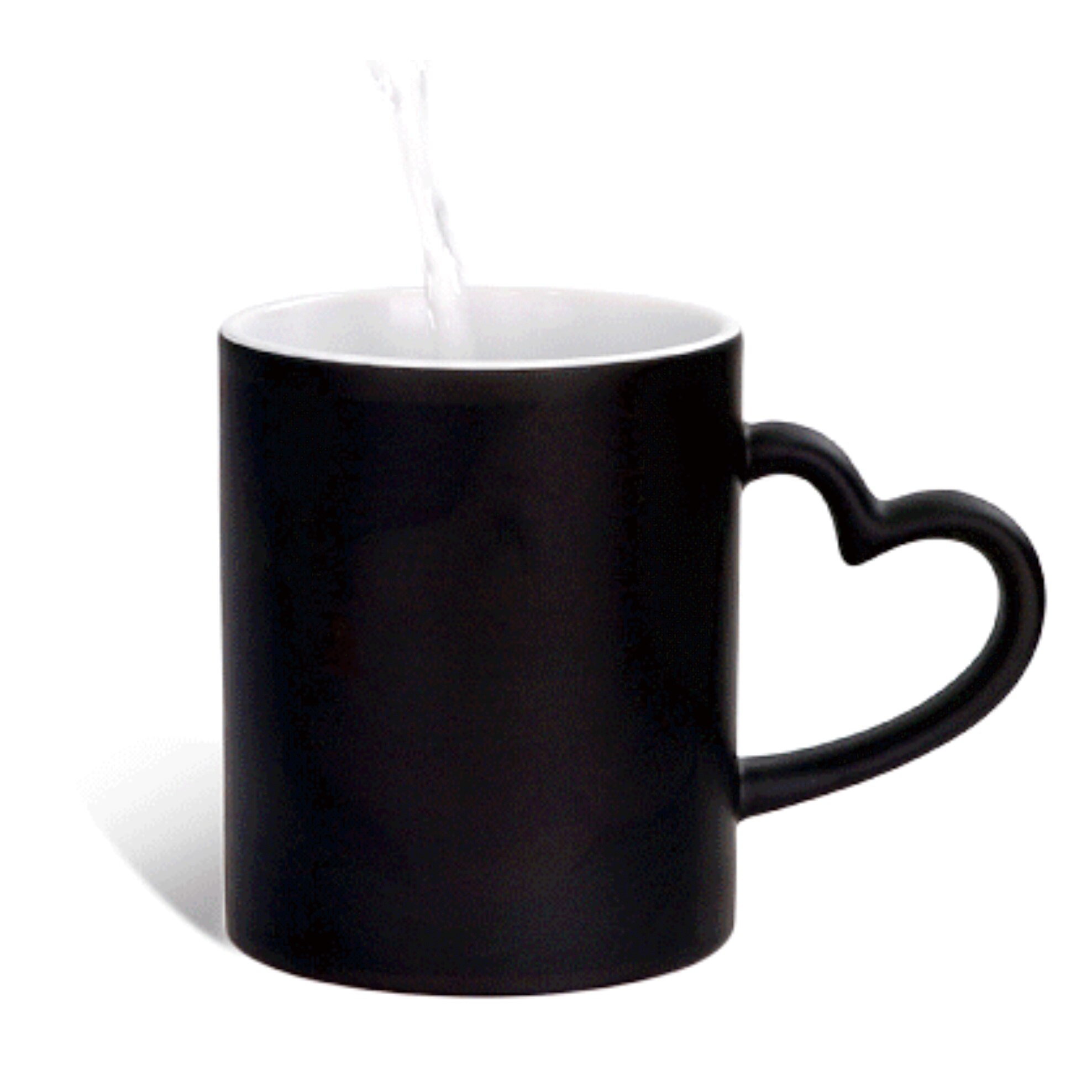 Blank 350ML 12oz Ceramic Magic Mug without Printing for Sublimation use: Heart Black
