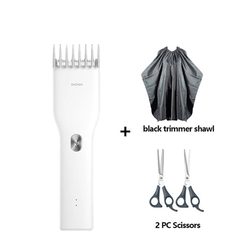 Xiaomi ENCHEN Boost Hair Trimmer Men's Electric Hair Clipper USB Rechargeable Hair Cutter for Men Adult Razor: White Family Set