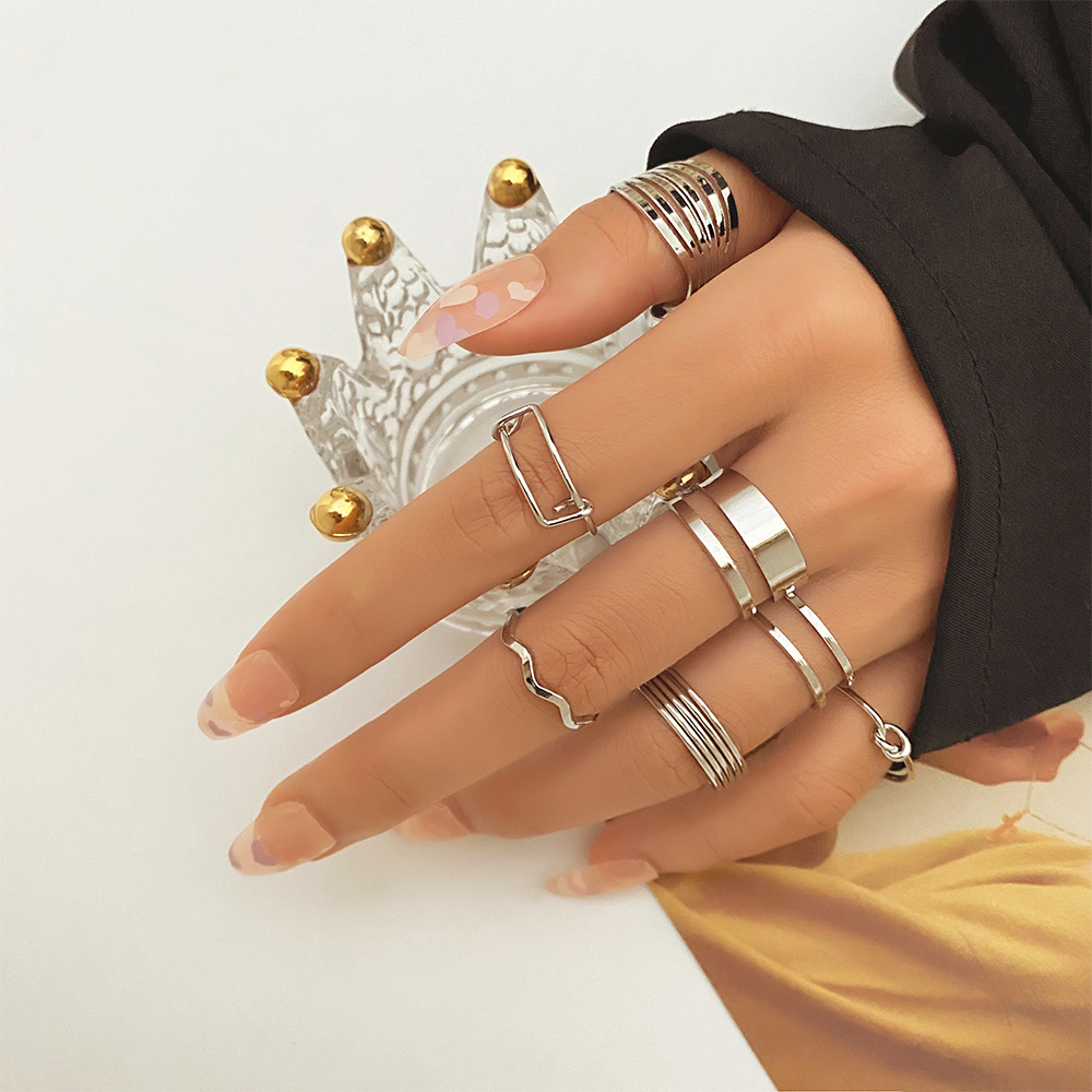 Moda Boho złote serce Twist zestaw pierścieni kobieta w stylu Vintage geometryczny krzyż Finger Knuckle Rings dla kobiet 2022 Trendy biżuteria prezent: IF23413711