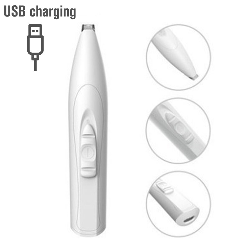Tondeuse professionnelle à faible bruit pour chiens et chats, Kit de toilettage pour petits chiens et chats: White USB