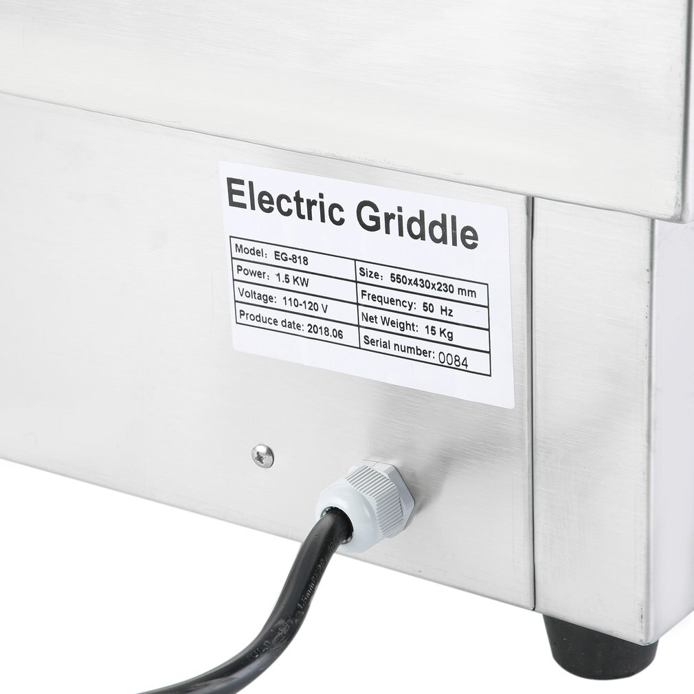 Commercial Electric Grill 1500W Electric Food Oven Stainless Steel Restaurant BBQ Grill Desktop Steak Machine US Plug