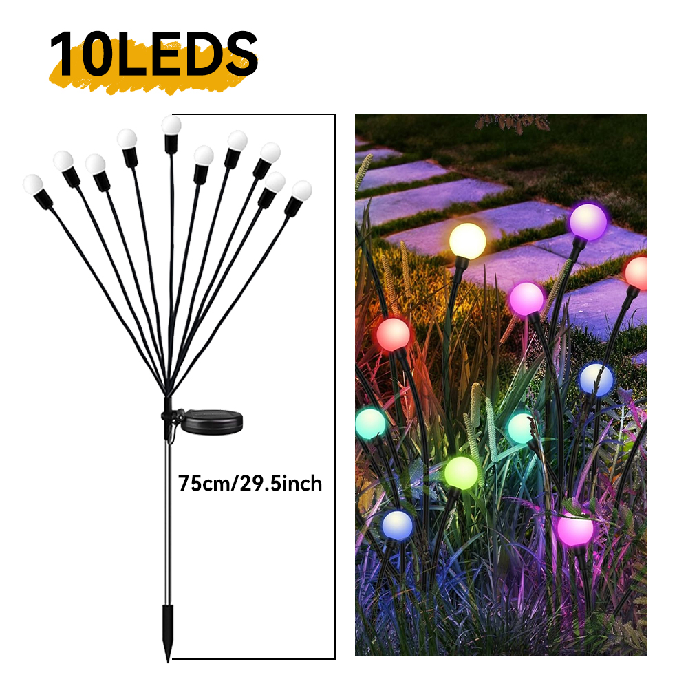 1pc stk . 6/8/10 led-pakke med solcelledrevne ildfluelys, opgraderede solcelledrevne havelys, vandtætte solcelledrevne svajende landskabslys: Blå