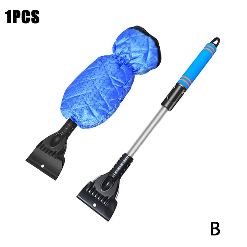 Guantes para auto, pala para deshielo, limpiaparabrisas de descongelación multifunción de emergencia, guantes de peluche cálidos de invierno retráctiles, pala escarcha, glo frío: B