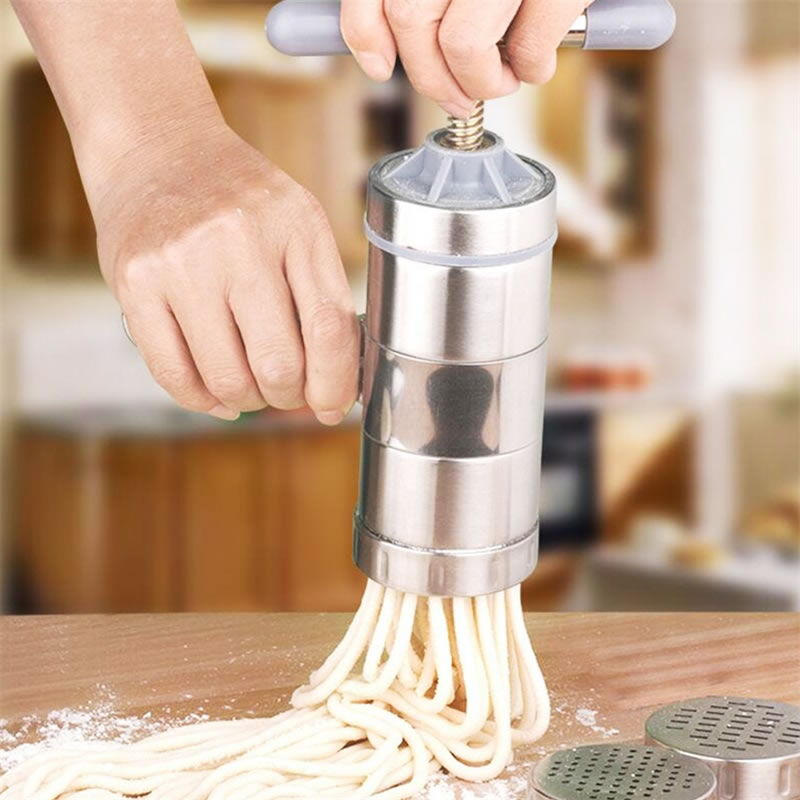 Goodfeer-Fabricante de fideos de Pasta Manual con 5 moldes de presión, máquina de espagueti, fideos, Pasta, máquina de corte, herramientas de Pasta
