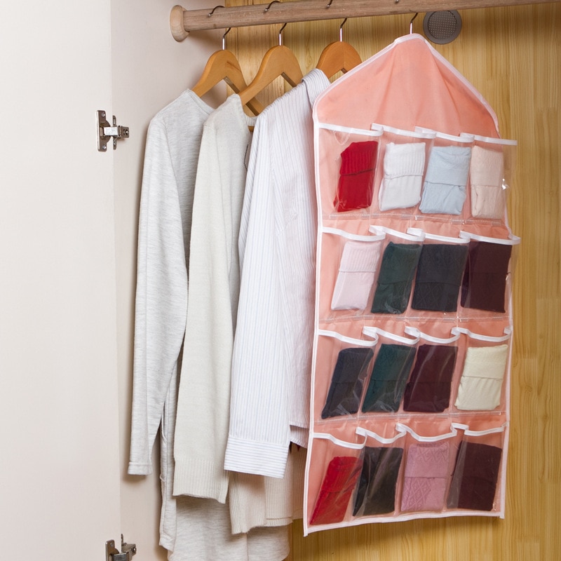 16 Grid Foldable Wardrobe Wall Door Back Hanging Bag Underwear Sock Tie Hanging Shoe Storage Clothes Organizer Sundries Pouch