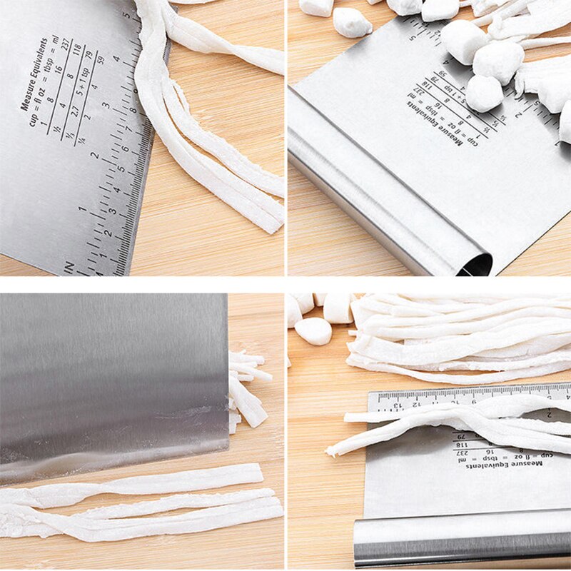 Bench Pastry Scraper Chopper Stainless Steel Kitchen Food Scraper Icing Smoother Blade with Measuring Scale forDough Cake Pizza