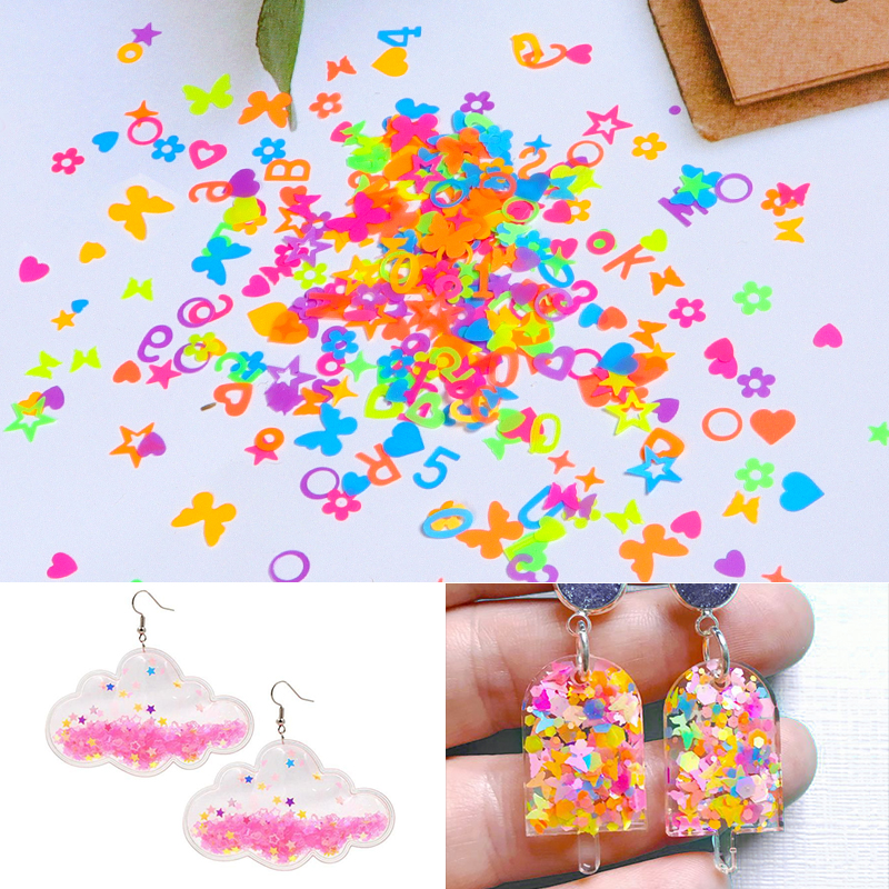 Fluoreszenz Epoxid füllung Schmetterling Epoxidharz Füllstoff Pigment knapp Sterne Blume Harz Pailletten DIY Schmuck Herstellung Zubehör