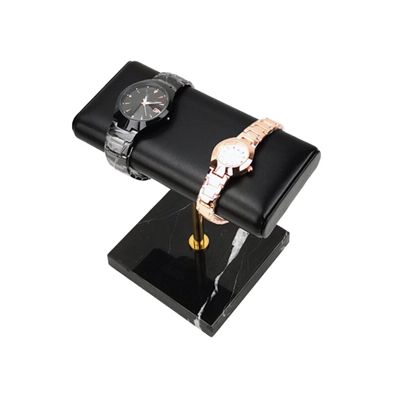 Jewelry Display Stand - Marble Base 10x10cm - Metal Rod 15x9cm - PU Leather - for Watches