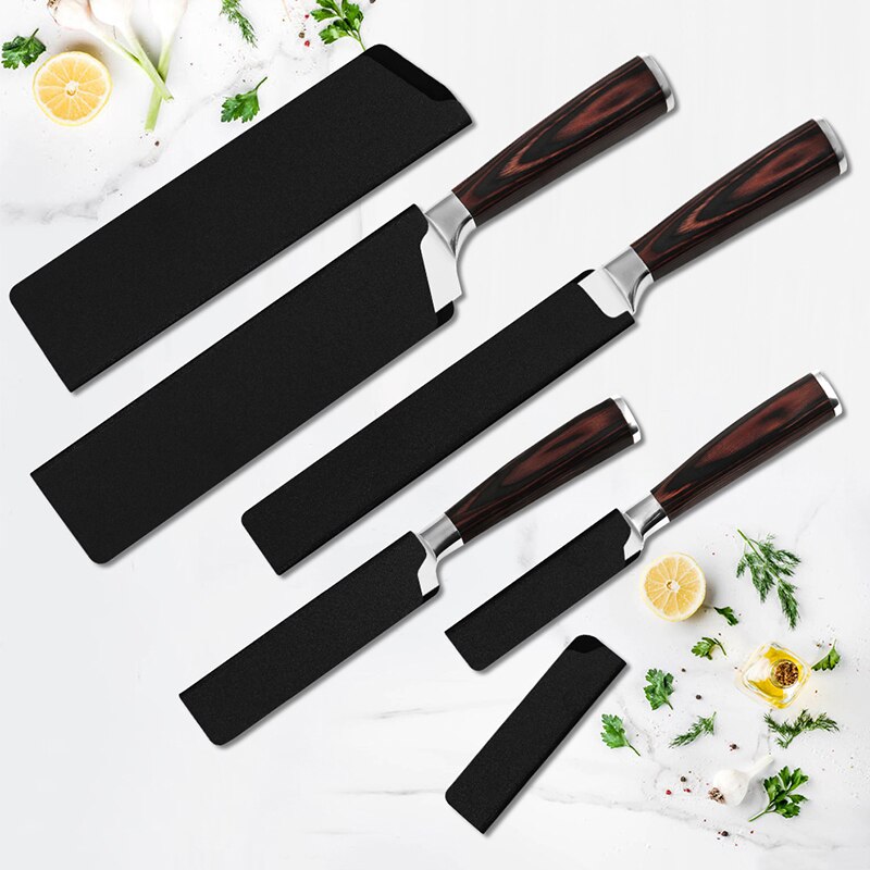 Kitchen Velvet Knife Sheath Black Knife Covers Sheath Edge Guards Case Protector Universal Knife Blade Kitchen Accessories