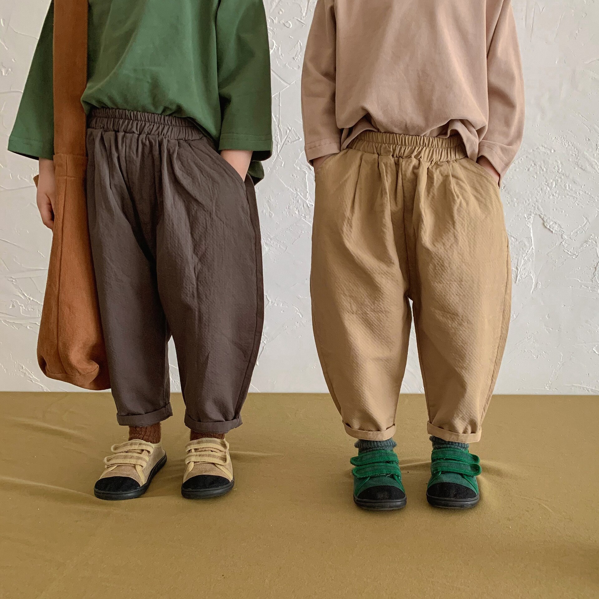 children's spring and autumn Korean long pants boys and girls baby pure cotton radish legs wash pants