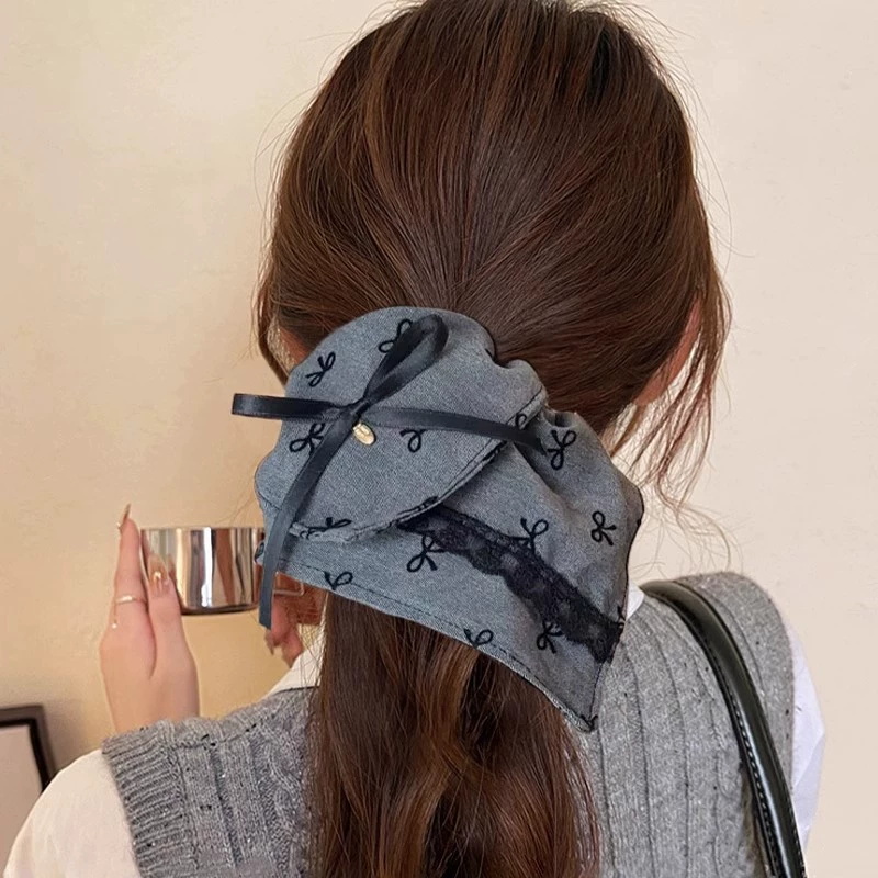 Elegante grande lenço quadrado círculo de cabelo para mulheres meninas elástico cetim hairbands laços de cabelo moda bandana acessórios para o cabelo