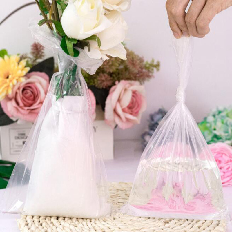 100pcs Flower Preservation Water Bag Transparent Plastic Bouquet Fresh Flower Keeping Root Maintenance Material