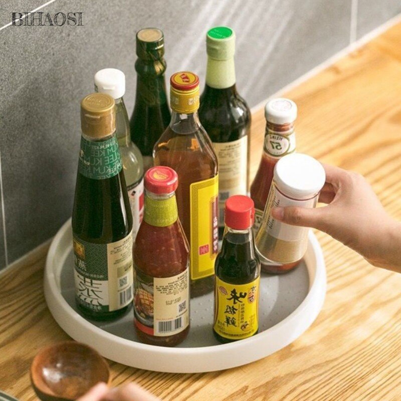 Kitchen Condiment Shelf Rotatable Tray Table Top Tray Storage Tray Seasoning Bottle Plastic Kitchen Counter Top Storage Box