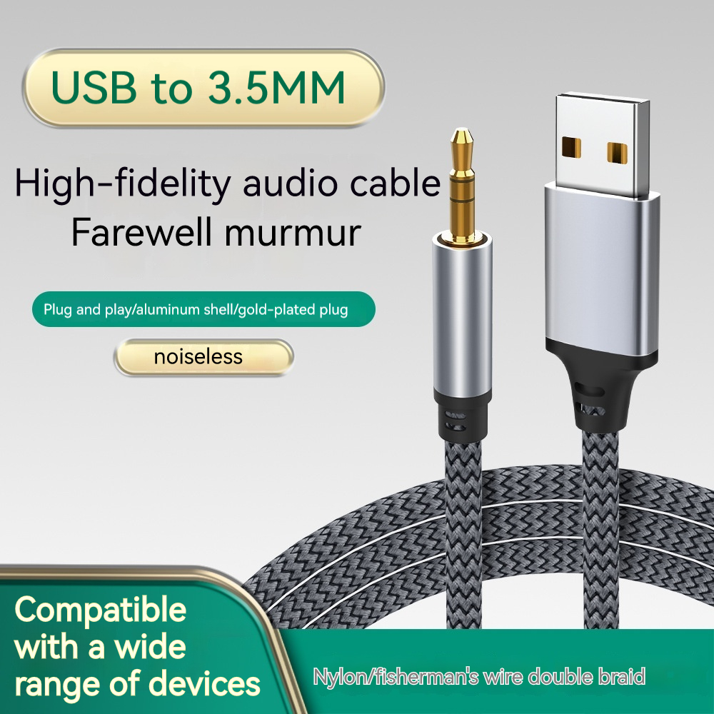 Usb  til 3.5mm hann lydkabel usb a  til 3 5 jack aux-adapter ledning hodetelefon høyttaler stasjonær pc tv bilstereo hjelpelydlinje
