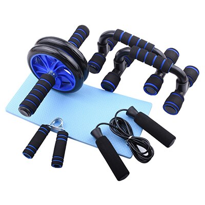 Soporte de flexiones para Fitness, dispositivo de entrenamiento de rueda Abdominal, equipo de Fitness para gimnasio en casa, 6 unids/set por Set: blue