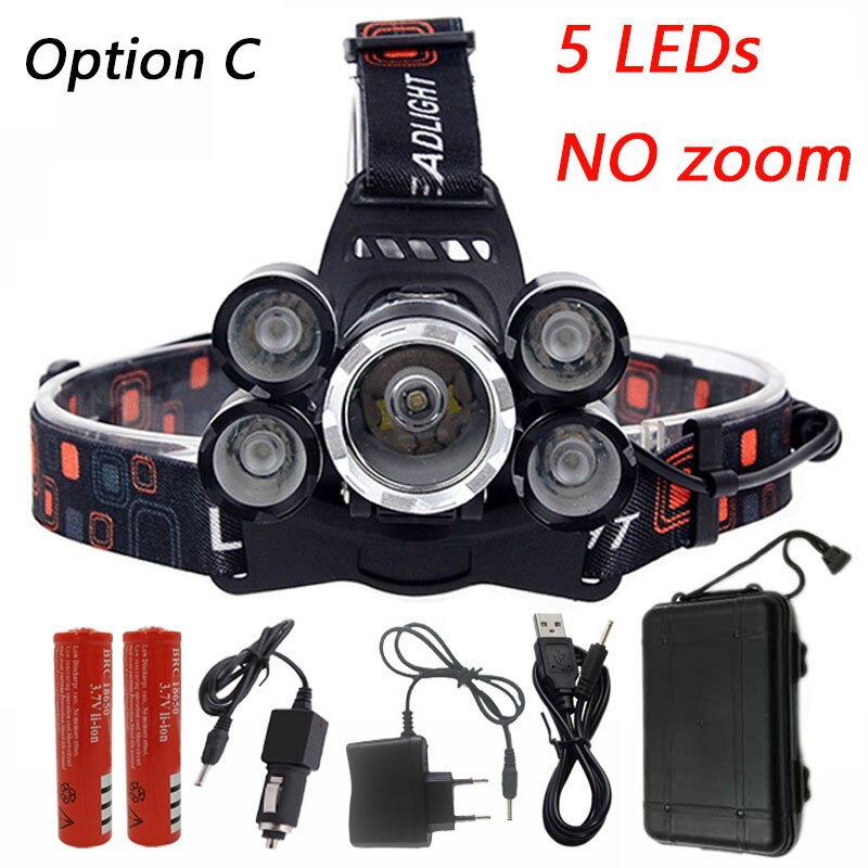 Linterna frontal Z40 de 5000 lúmenes CREE XML T6 linterna LED para cabeza linterna de cabeza con batería 18650 4 modos linterna: Option C