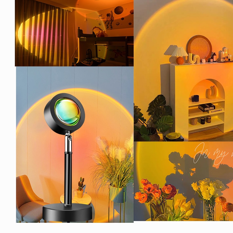 Sunset Projector Lamp Rainbow Atmosphere Led USB Operate Atmosphere Led Night Lights Projection Floor Lamp neon signs for room