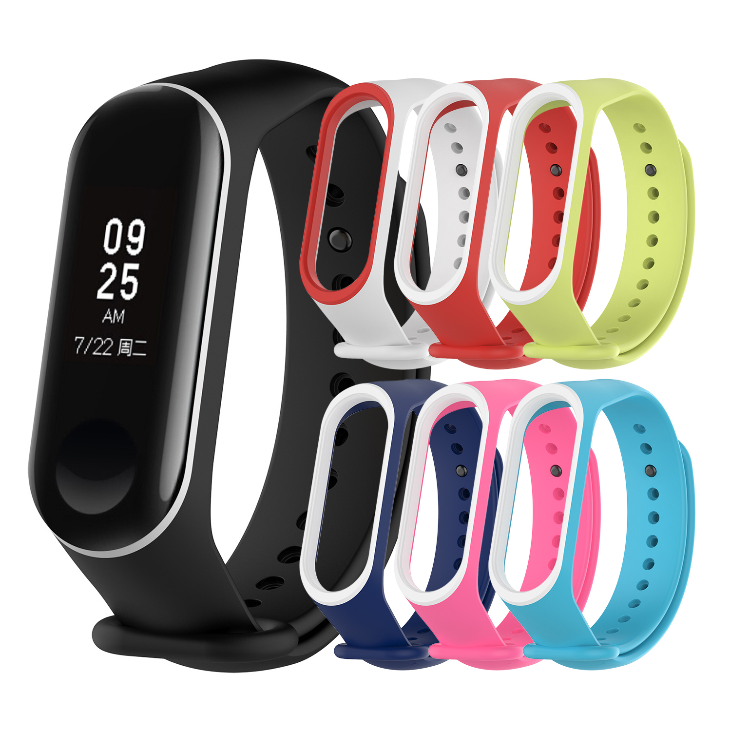 Correa de silicona para Xiaomi Mi band 3 y 3, repuesto de pulsera de silicona variada para pulseras inteligentes mi band 3 y Mi band 3