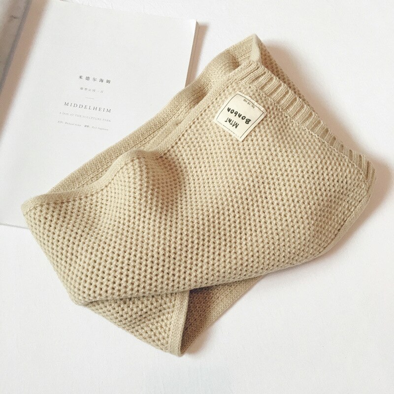 Japanse Stijl Wol Kinderen Sjaal Koreaanse Herfst Winter Kids Gebreide Sjaal Snoep Kleur Baby Jongen Meisje Warme Slabbetjes: Beige / COTTON
