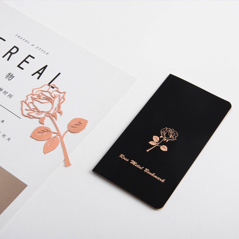 Yisuremia High-Grade Electroplated Rose Metal Bookmark Valentine's Day School Office Supplies Stationery Teacher