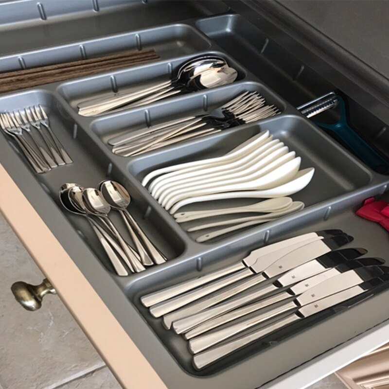 1 Pc ABS Kitchen Drawer Organizer Tray Cabinet Chopsticks Spoon Cutlery Storage Box Plastic Drawer Compartment Divider Tray
