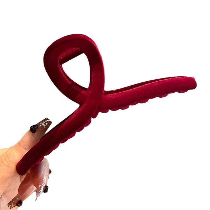 Pinzas para el cabello con lazo de terciopelo rojo para mujer, pinza para el pelo para otoño e invierno, horquilla francesa, accesorios para el cabello, tocado femenino,