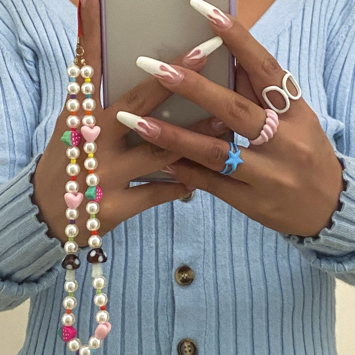 Unique Chain For Phone Mobile Straps Hand Made Charm Pearls Women Telephone Jewelry Beads Anti-Lost Lanyard Phone Accessories