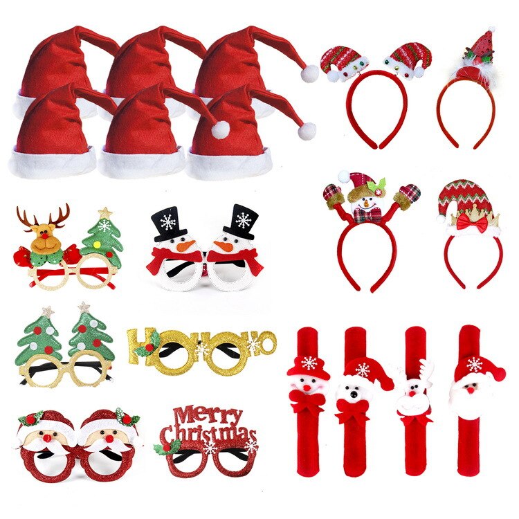 6-20 Stks/set Festival Levert Xmas Glazen Kerst Hoed Creatieve Party Kinderen Volwassen Hoofdband Kerstman Polsband: I-20 Pieces