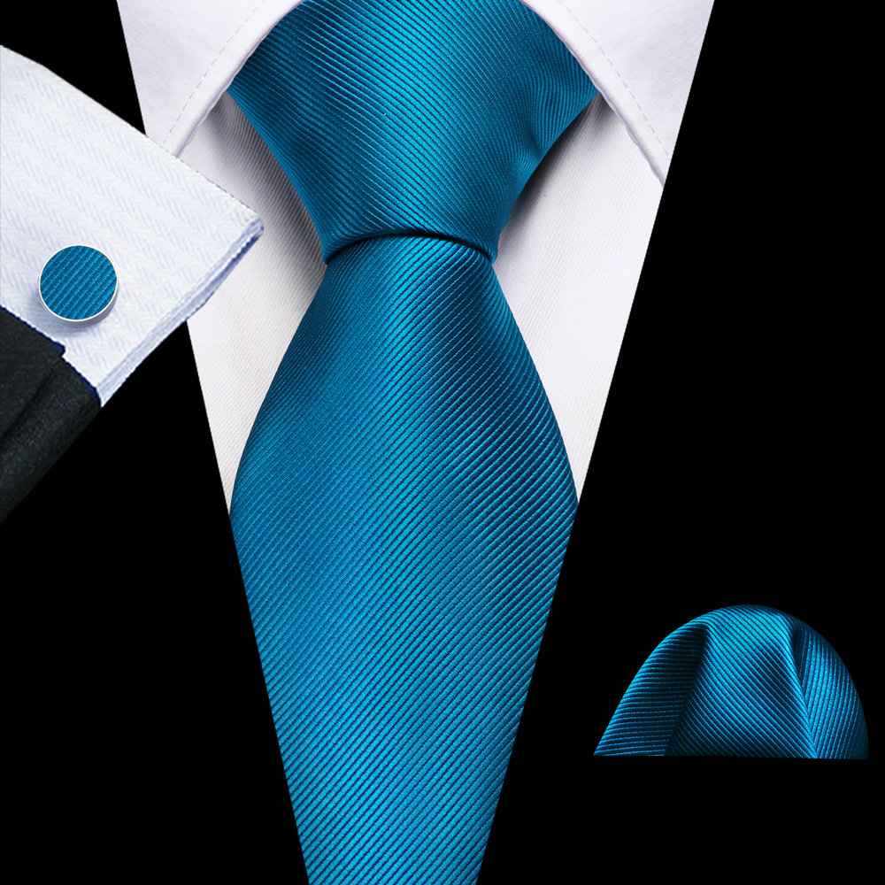 Gravata de seda azul claro para homens 2023 mais novo bolso sólido abotoaduras quadradas tecido terno gravata conjuntos festa de casamento presente barry.wang 6481: Dourado