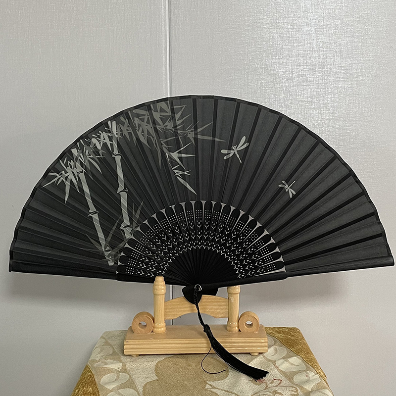 Abanico Manual con motivos de boda, disfraz antiguo, abanicos de mano plegables de estilo chino, , abanico de mano plegable de madera: Azul marino