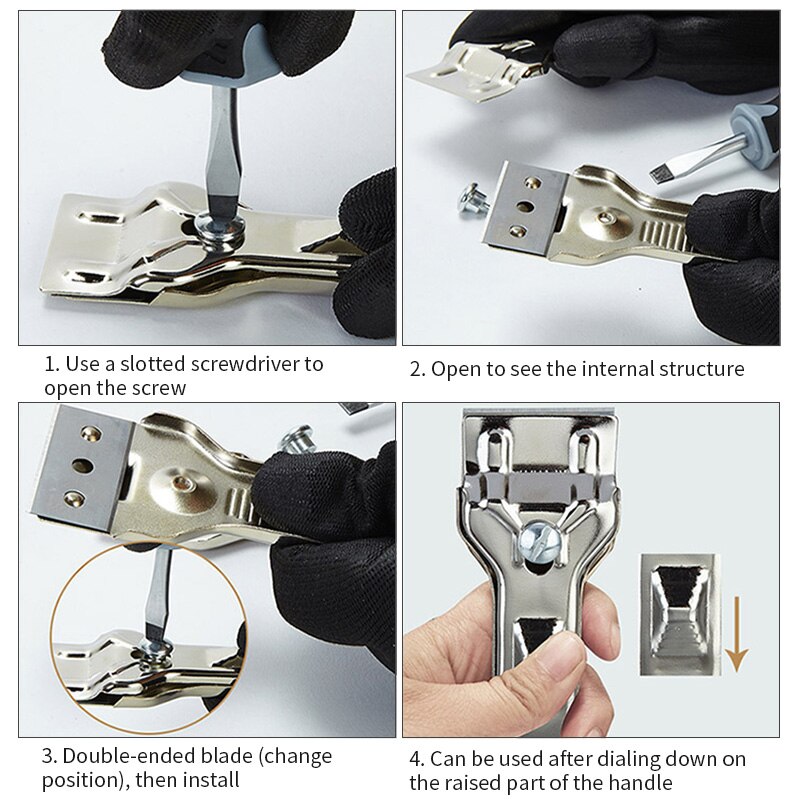 Stainless Steel Handle Scraper Wallpaper Stripping Tool Clean Glass Wall Scraper Floor Tile Adhesive Removal Mini Shaver Scraper