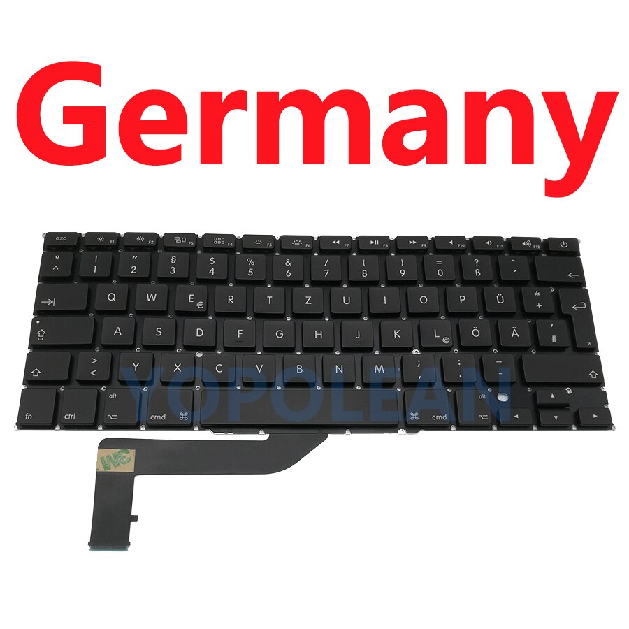US UK Russian Spain French German Sweden Laptop Keyboard For Macbook Pro Retina 15" A1398: Germany