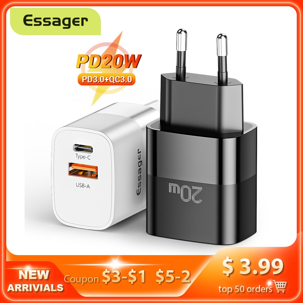 Essager Usb Charger Type C Voor Iphone 13 12 Fast Charger Usb C Quick Charge Voor Samsung Xiaomi 20W wall Charger Adapter