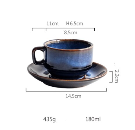 Europeisk Kaffekopp & Tebricka Set - Keramik - 2 Delar - Ugnändringsdesign - Miljövänlig: Stor