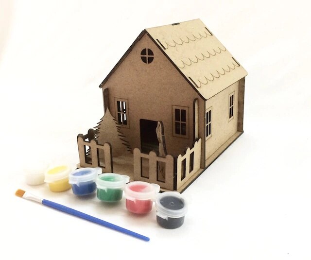 Vreugde En Speelgoed Houten Huis Schilderij Set-6 'Lı Verf + Borstel Inbegrepen 424075466