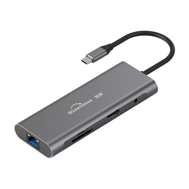 Aluminiumslegering multifunksjonsnav 4k hd usb 3.0 hub 9- i -1 dokkingstasjon usb c hdmi vga ethernet adapter