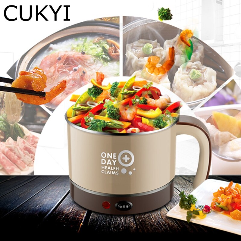 1.5L Household Electric Cooking Pot Boil Cup Fast Heat Skillet Thickened Stainless Steel liner Multifunction Rice Cooker Hotpot