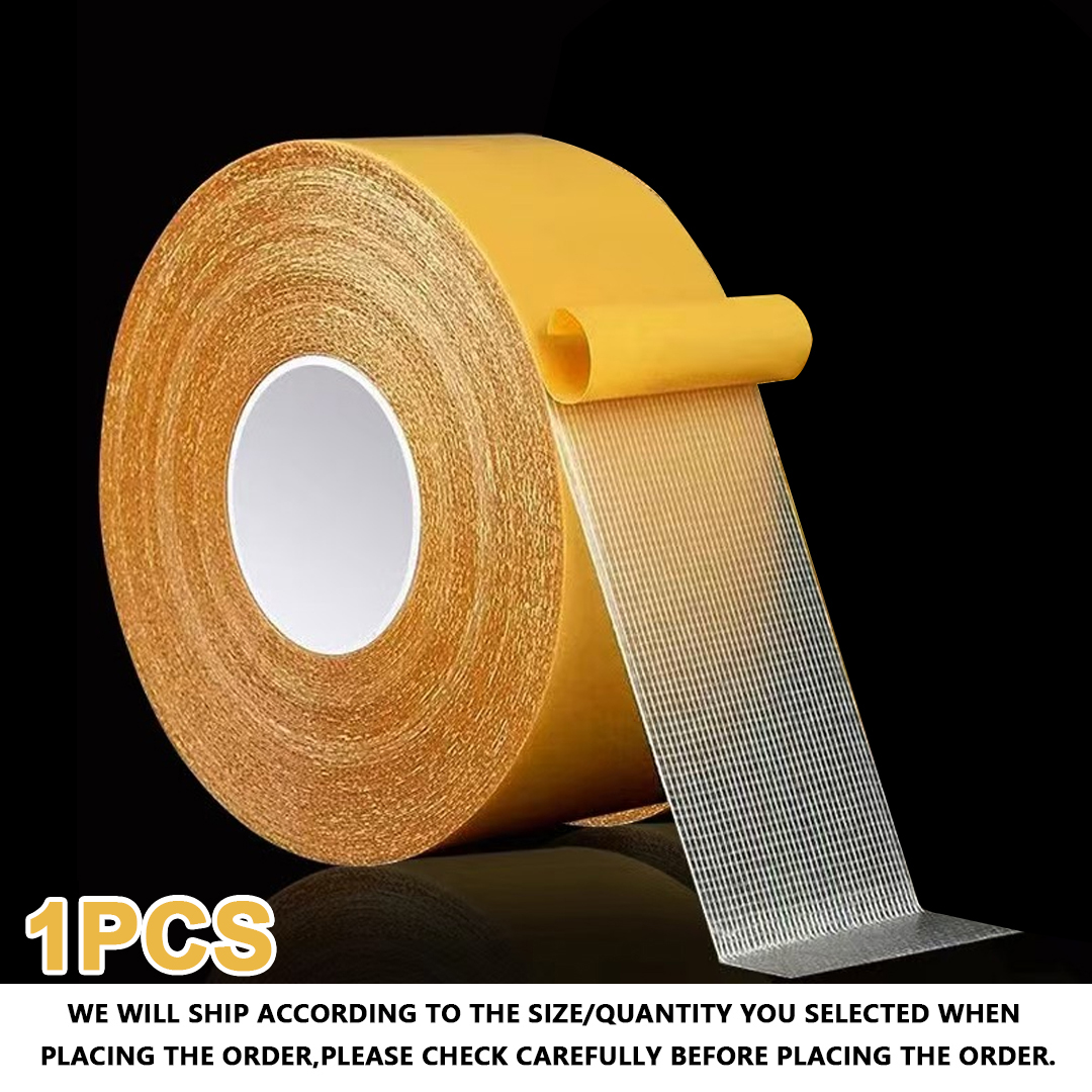 Super Strong Filament Tape Double Sided Adhesive Tape Heavy Duty Translucent Mesh Waterproof Traceless Powerful Grid Carpet Tape: Brown / 3mm / 1m