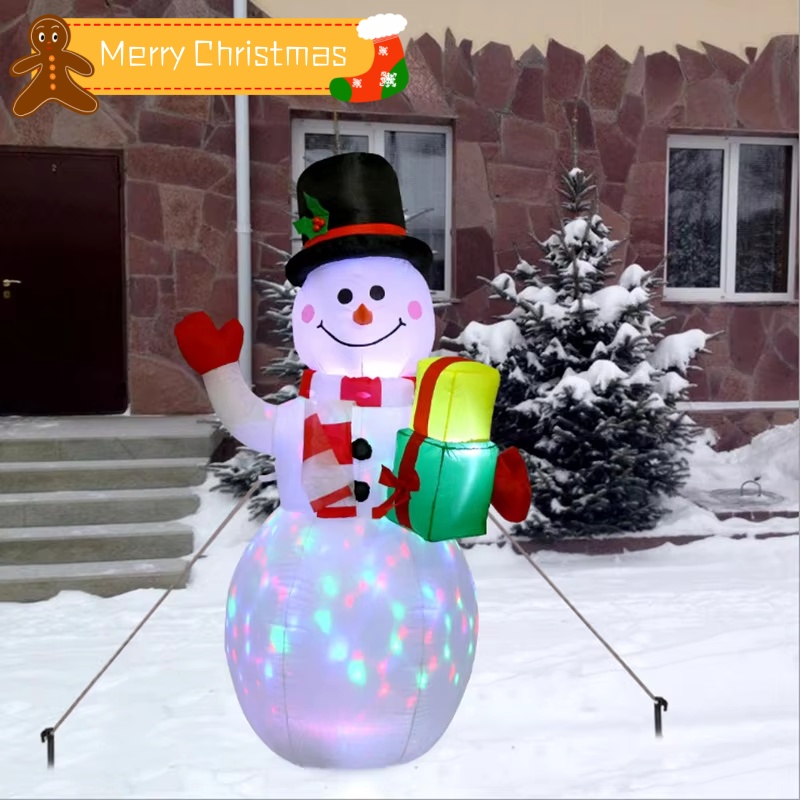 1,5 m aufblasbarer Weihnachts-Schneemann, luftgeblasenes Dekor mit LED-Licht, Weihnachten, für Höhle Außenbereich, Hof, Garten, Tür, Ornamente, Party-Requisiten