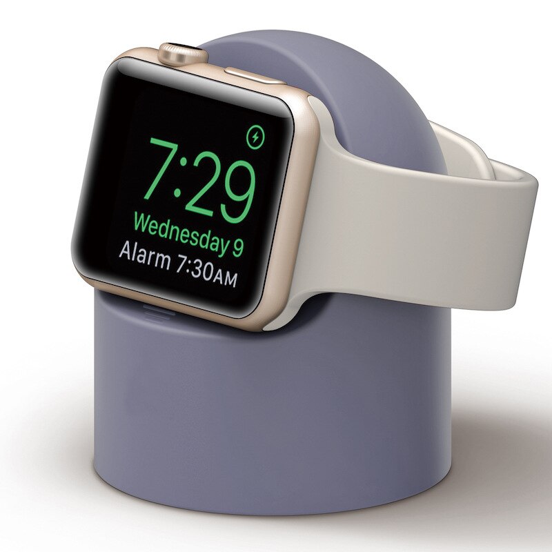Apple ur 6 5 4 3 iwatch rem multifarvet opladerholder 44mm 40mm 42mm 38mm silikone oplader holder apple ur tilbehør: Lilla