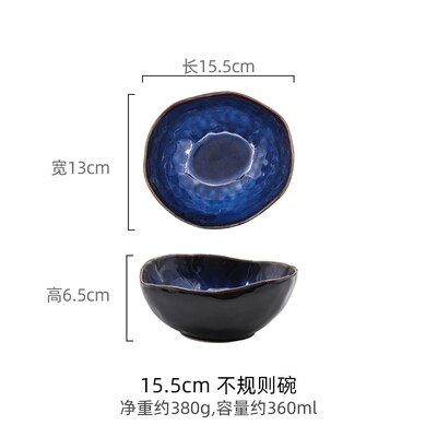KINGLANG-plato de porcelana europea, cuenco profundo irregular, vajilla creativa, cuenco irregular, juego de platos, cuenco de fideos: M