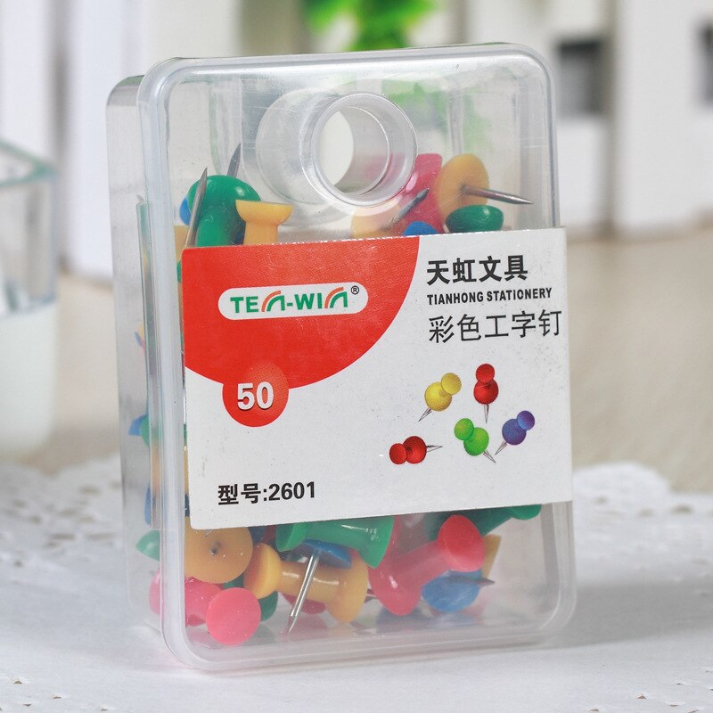 Punaises colorées, 50 pièces/lot, épingles à ongles, dessin, carte, planche de liège, papeterie fournitures scolaires et de bureau