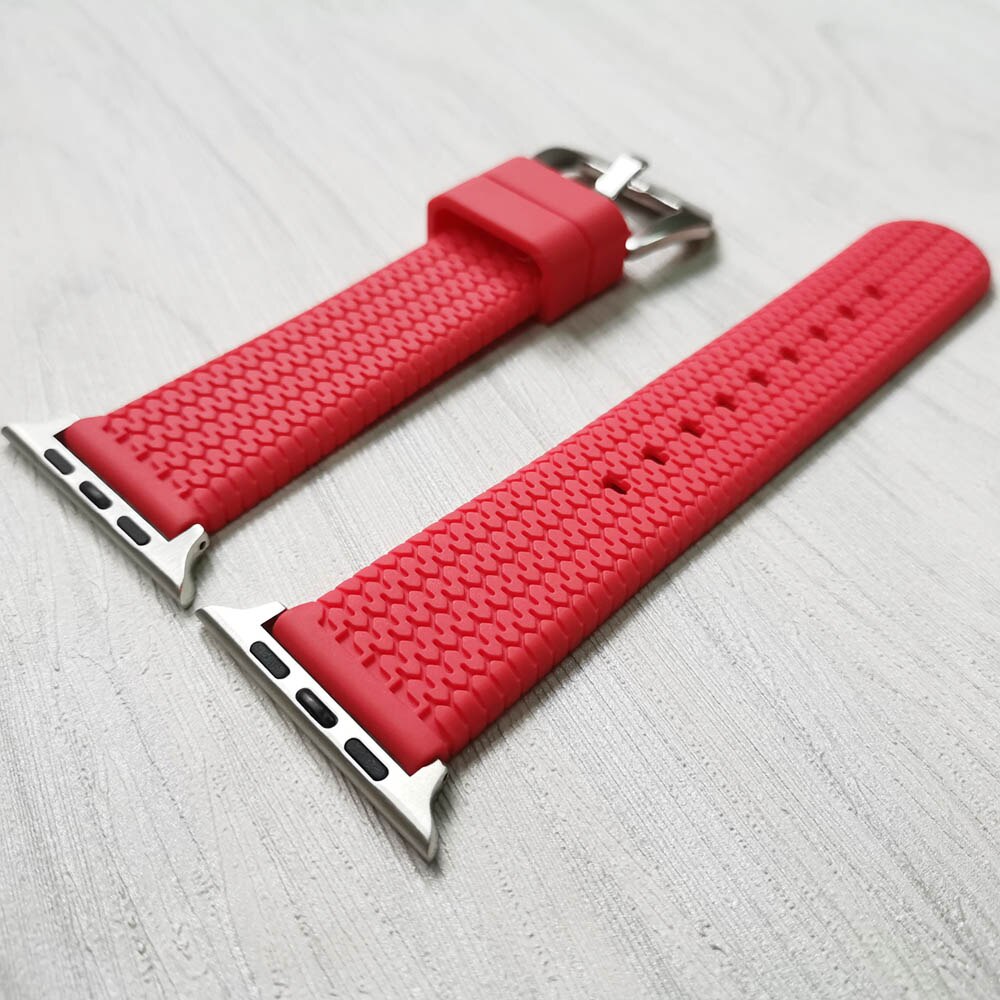 3d silikoneremme til apple watch rem 42mm 38mm 44mm 40mm rem gummi iwatch bånd til iwatch armbånd serie 6/5/4/3/2/1: Rød s / 38 40 mm