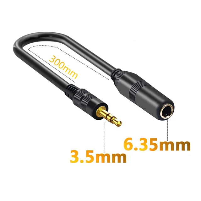 Mono 6.5 naar 3.5 Stereo Jack 1/8 3.5mm Naar 1/4 6.35mm AUX Audio Adapter Kabel voor PC Telefoon MP3 TV Gitaar Versterker Luidspreker Mixer: Lavendel