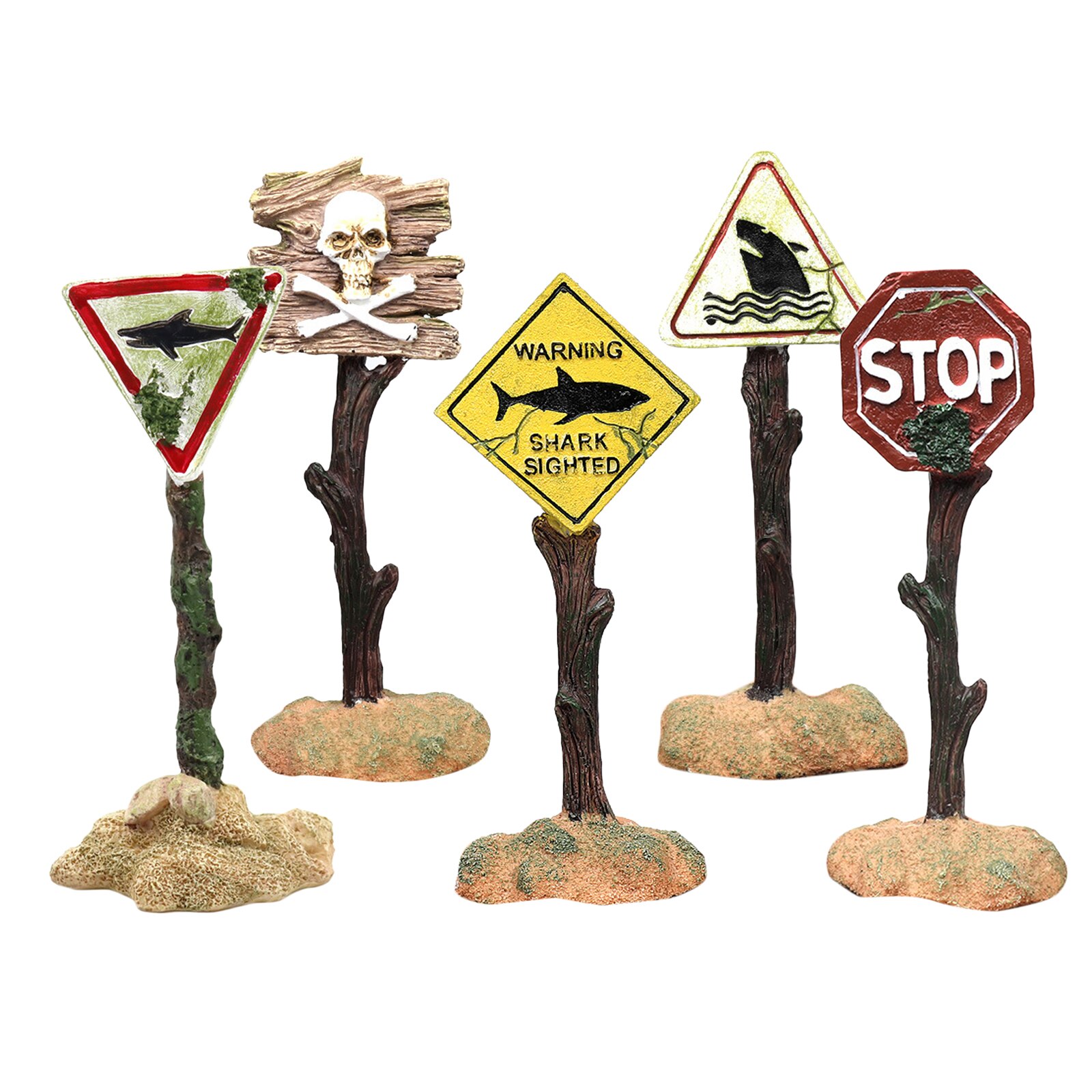 Funny Cartoon Warning Signs Aquarium Landscape Fish Tank Goldfish Decoration