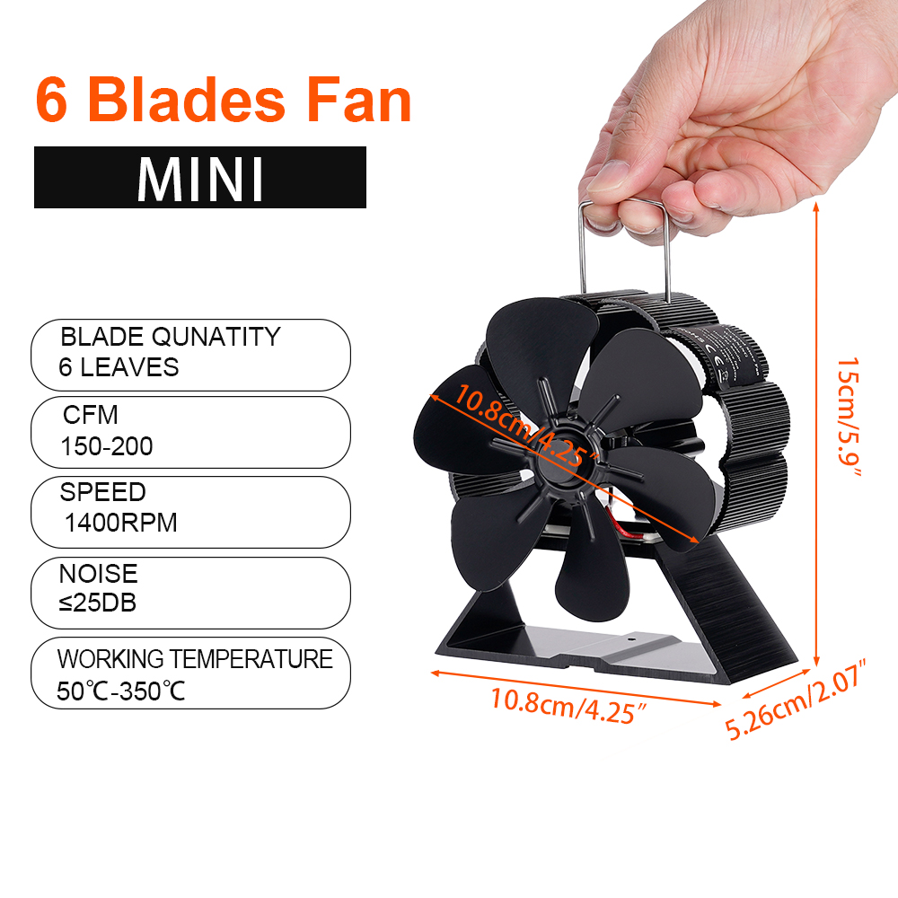 Mini Stove Fan 6 Blade Heat Powered Fireplace Fan Log Wood Burner Eco-fan Quiet Fireplace Fan Home Winter Warm Heat Distribution