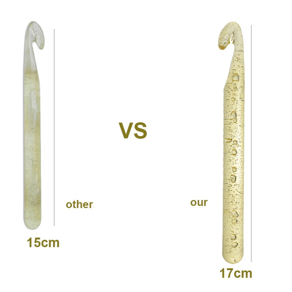 Large Size Crochet Hook Transparent Gold Bold Plastic Crystal Crochet ABS Craft Crochet Hooks Knitting Needles DIY Tools