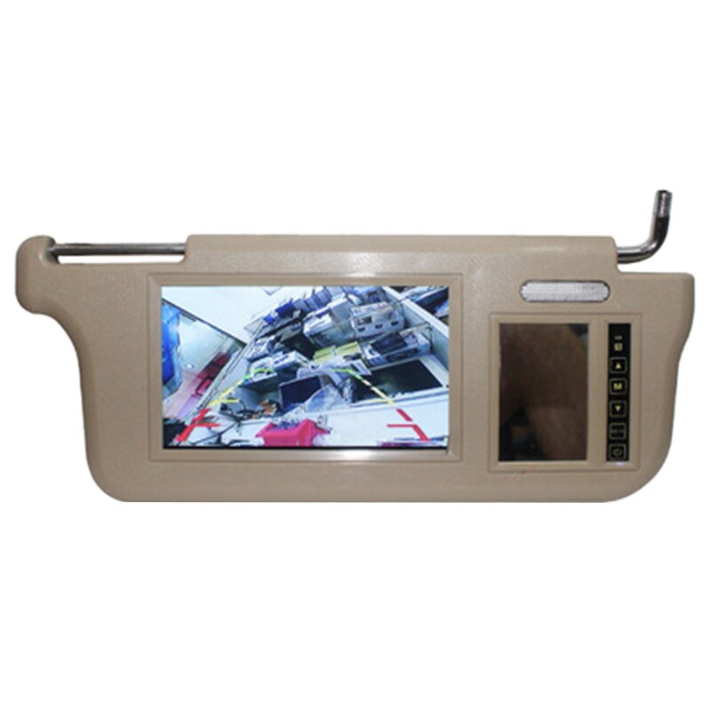 7 Inch Car Sun Visor Mirror Screen LCD Monitor DC 12V Beige Interior Mirror Screen for AV1 AV2 Player Camera