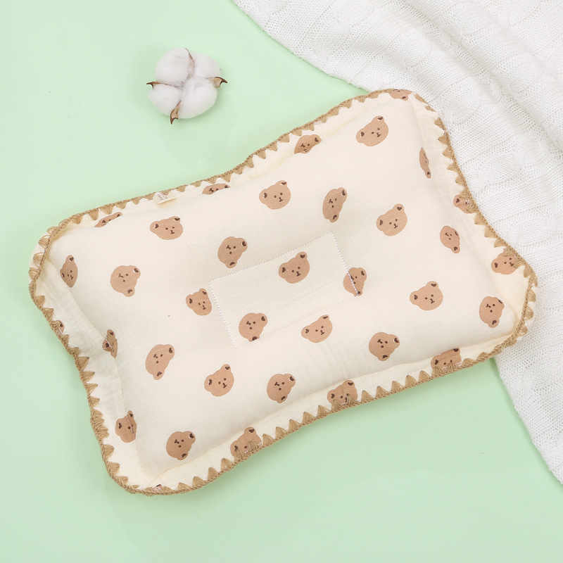 Cartoon Baby Newborn Pillow Breathable Pillow Soft Cotton Toddler Bed Pillow for Sleeping Bassinet Bedding: Red