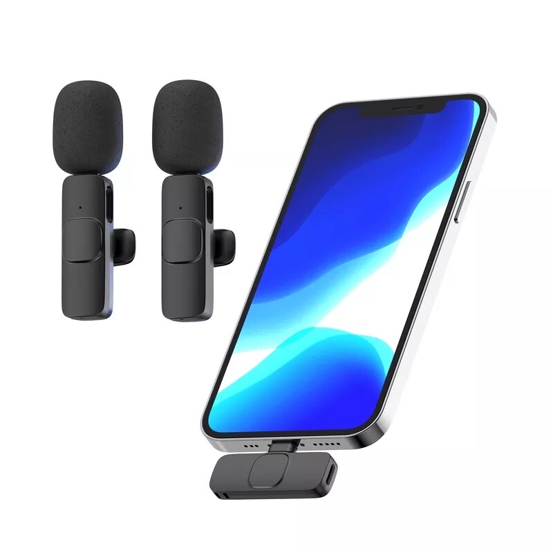 Kabelloses lavalier-stereo-mikrofon mit rauschunterdrückung, tragbar, für audio- und videoaufnahmen mit iphone, android-smartphone und handy (live-spiele).